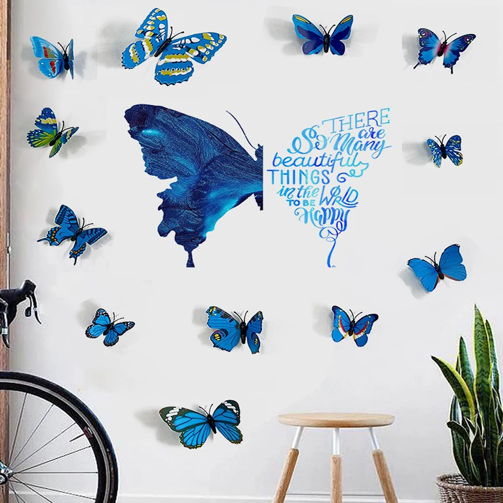 12 шт. 3D бабочки DIY Наклейка на стену бабочка гостиная домашний декор фридж