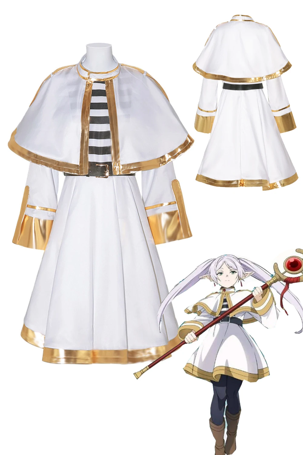 

Anime Frieren Beyond Journey's End Frieren Cosplay Dress Costume Women Role Play Cape Belt Skirts Outfits Halloween Party Suit