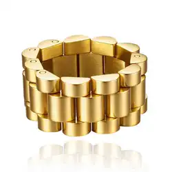 Bold Trend Statement Ring - Wide Cuff Link Chain Design in Gold & Silver - Premium 316L Stainless Steel, Waterproof & Anti - Oxidation - 8 (Gold)