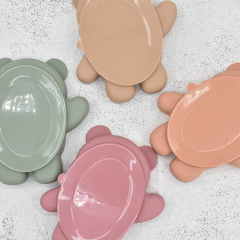 Children's Dishes Baby Silicone Sucker Bowl Baby Panda Face Dining Plate Toddle Training Tableware Kids Feeding Bowls 6
