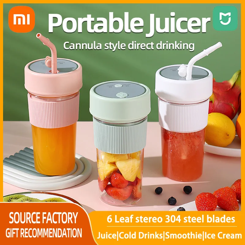 Xiaomi Mijia Portable Juicer Blender with Straw USB Rechargeable Mini Juicer Cup Wireless Electric Juice Machine for Shake Fruit