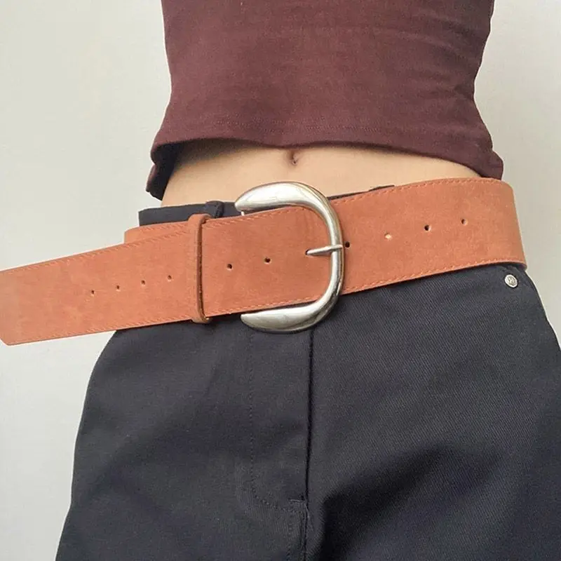 Breiter Gürtel aus Retro-Wildleder – Nischenschickes Design für ausgefallene Mädchen, vielseitiges Accessoire im Vintage-Western-Stil – Detail 7