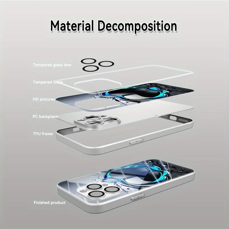 Sleek Black Grey Electroplated Pattern Glass Phone Case