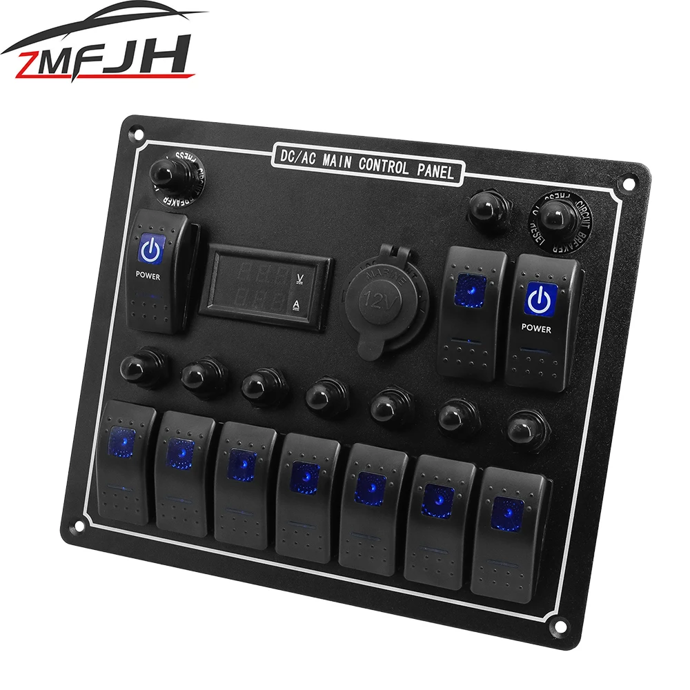 7-Button-On-off-Switch-Control-Panel-Voltage-Cigarette-lighter-Control ...