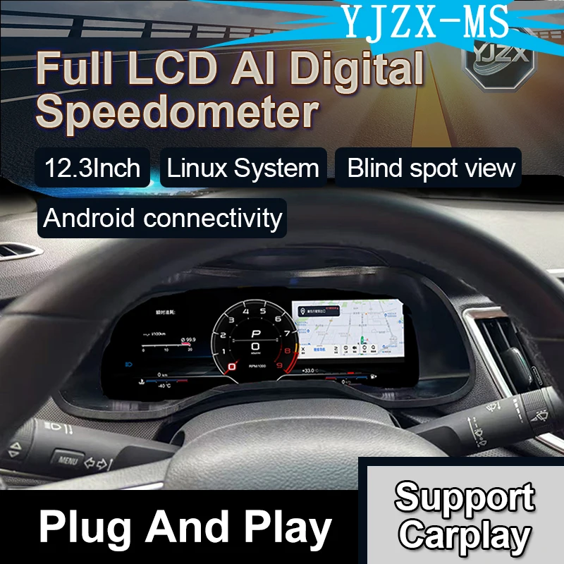 Panel de Instrumentos Digital MS para Chevrolet Cavalier 2018-2019, Pantalla LCD Digital de 12.3 Pulgadas con CarPlay, Android Auto, Navegación GPS 2