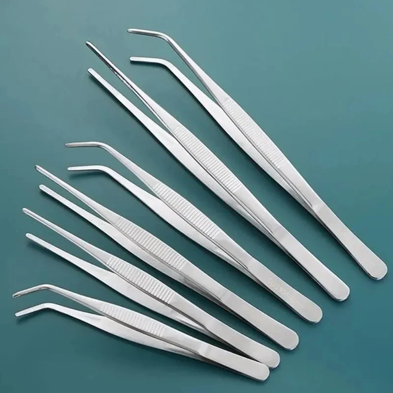 Stainless Multifuctional Steel Elbow Tweezers Aquarium Clip Long Tongs Medical Tweezers Forceps Pet Feeding Tools Non-slip tweezer tool
