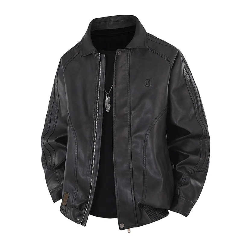 Lederjacke Männer Bomber Mäntel Herbst Motorrad Plus Größe 6XL 7XL 8XL Oversize Marke Retro Hippie Schwarz Komfort Hohe Qualität – Detail 20