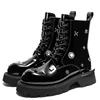 Genuine Leather Metal Rivets Designer Autumn Height Increasing Boots Shoes for Women's British Street Fashion Thick Bottom Boots