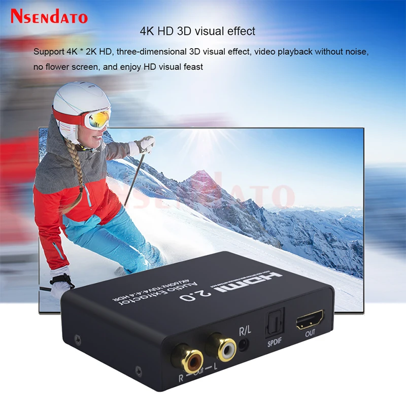 HDMI-Compatible 2.0 Switcher Audio Extractor Splitter 4k 60hz HDMI to HDMI Optical TOSLINK SPDIF 3.5mm Converter 5.1CH/2.0ch ARC