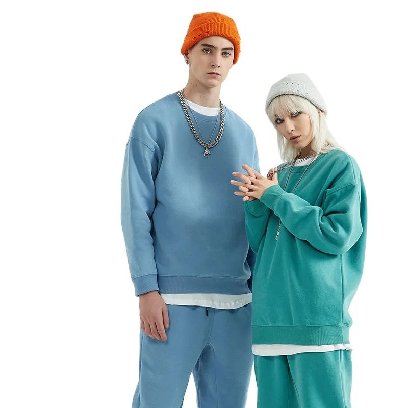 

Crewneck Unisex Blank Men Hoodies High Quality Men's Clothing Hip Hop Oversize 330G Plus Velvet Solid Loose