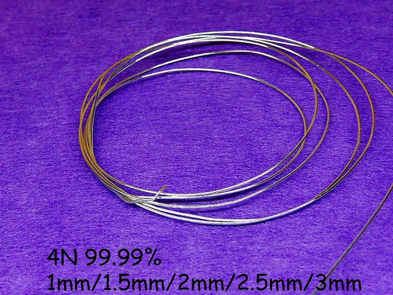 

Проволока из серебра 4N S99.99 пробы для бисероплетения, ювелирная нить 1 мм, 1,5 мм, 2 мм, 2,5 мм, 3 мм, проволока из стерлингового серебра