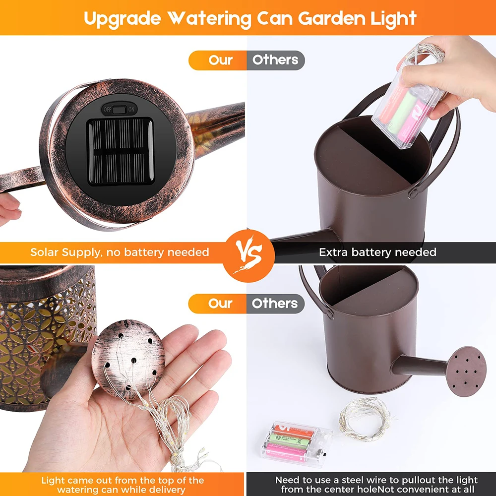 Solar Watering Can Light Hanging Kettle Lantern Light Waterproof Garden Decor Metal Retro Lamp for Outdoor Table Patio Lawn YarD 5 Solar Watering Can Light Hanging Kettle Lantern Light Waterproof Garden Decor Metal Retro Lamp for Outdoor Table Patio Lawn YarD 5