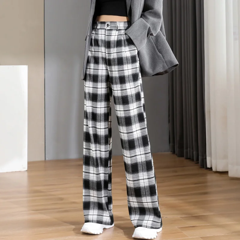 trousers for women Women Chic Office Wear Straight Pants Vintage High  Ladies Trousers Baggy Korean 2022 Spring/Summer/Autumn Wide Leg Female fashion clothing Pants & Capris