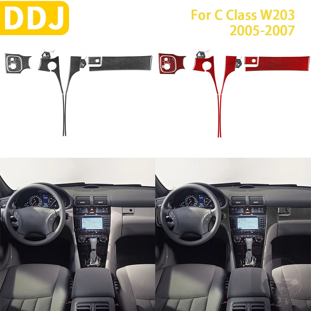 

For Benz C Class W203 2005 2006 2007 Accessories Carbon Fiber Car Interior Front Instrument Panel Suit Sticker Decoration