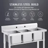 3-Stainless Steel Sink, Free Standing Restaurant Sink Station with Strainer, Kitchen Prep & Utility Sink for Home Garage Bar 3