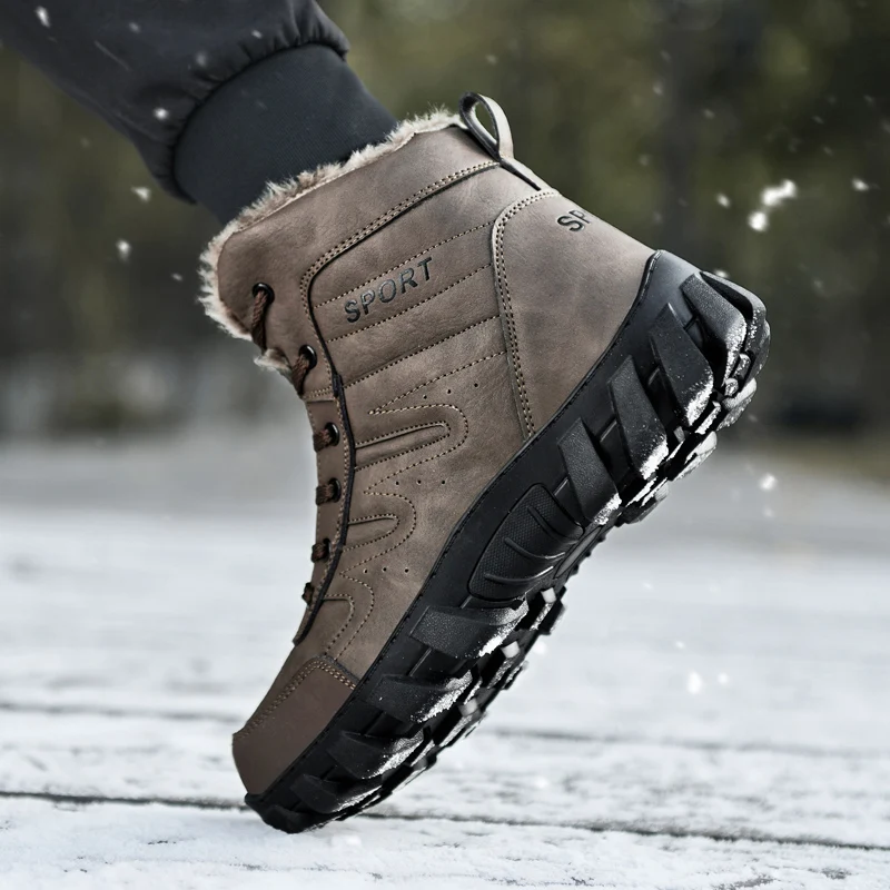 Unisex Winter Cold Protection Outdoor Travel Hiking Shoes Couples Large Size High Top Plush Warm Snow Boots Men's Training Boots