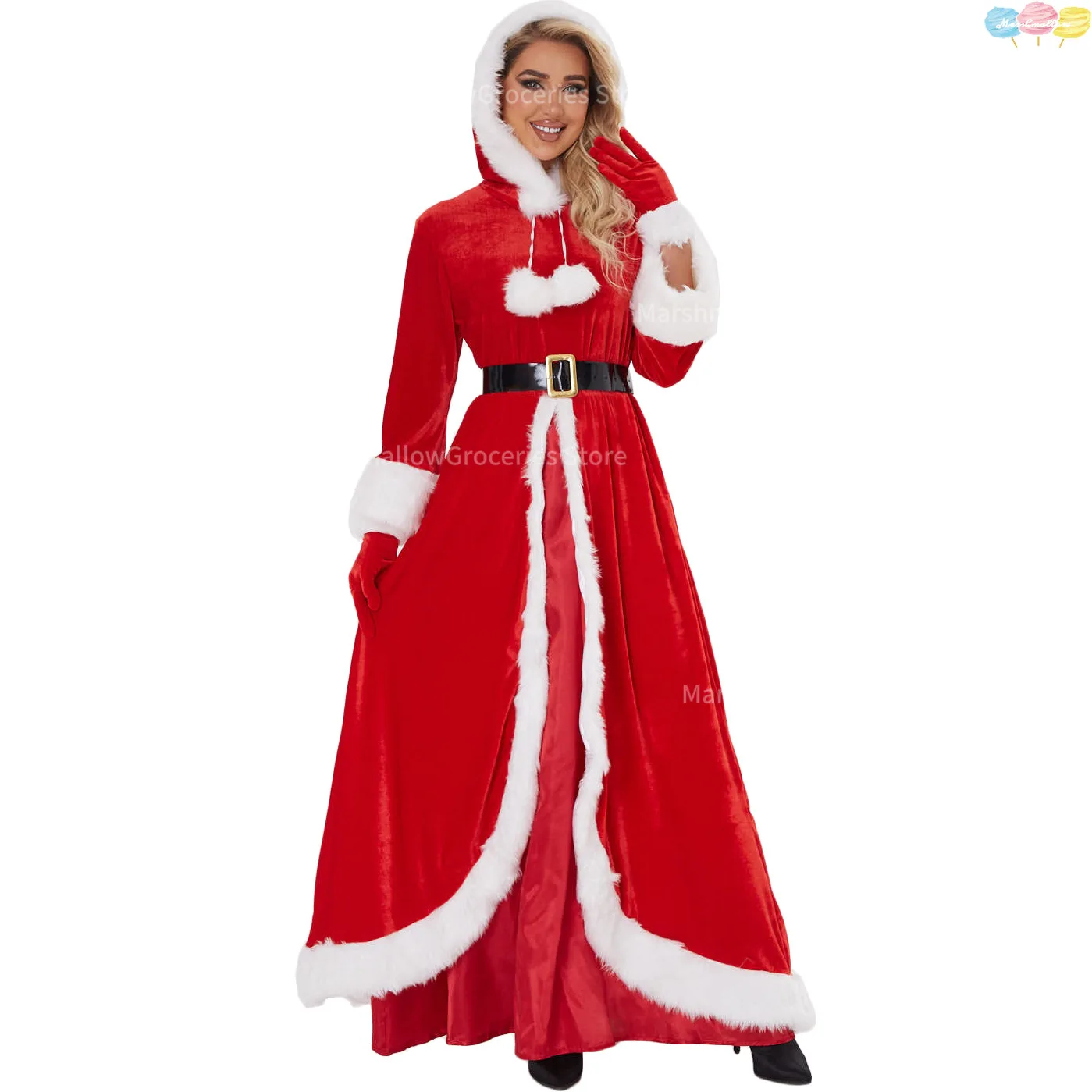 New 2025 Christmas costume Stage Christmas costume Long skirt Christmas Queen Carnival Party Coat