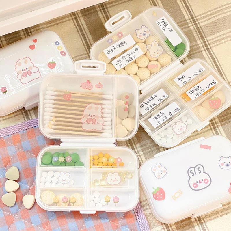 Cute Weekly Pill Organizer,Large Pill Box 7 Day,Portable Pill Case