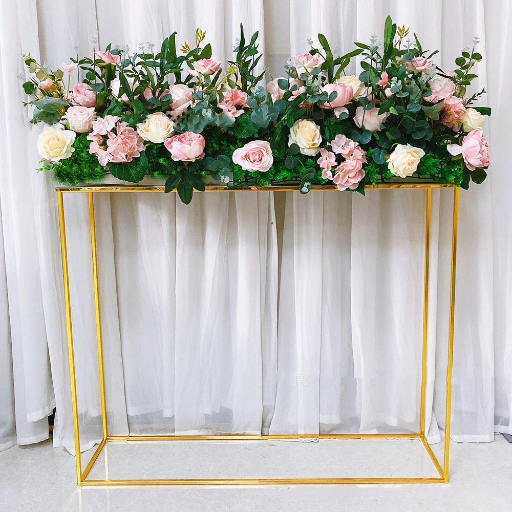 5PCS Flower Rack 32 Inches Metal Gold Arch Stand Road Lead Wedding Table Centerpiece Flower Rack For Event Party Decoration