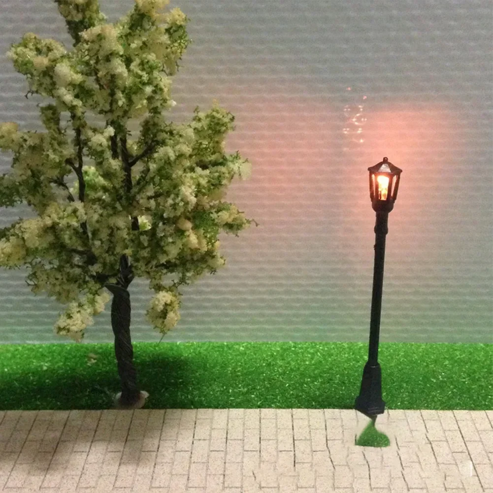 10pcs Warm White Model Street Lights Layout Lamppost Railroad Train Garden Playground Scenery LED Lamp Lighting 3