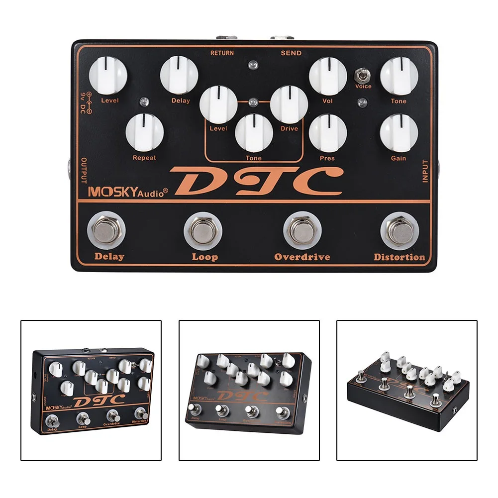 

Guitar Effect Pedal MOSKY 4in1 Multi Electric Guitar Effect Pedal Distortion Overdrive Loop Delay Powerful Sound