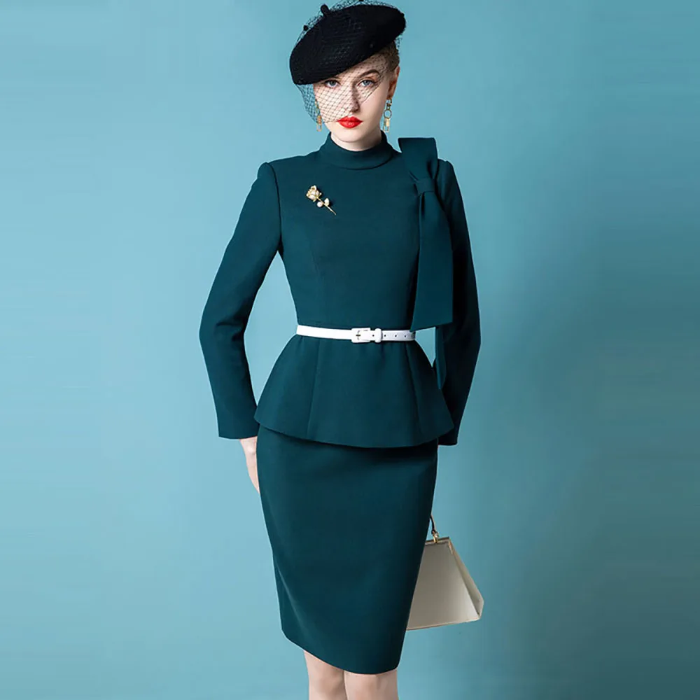 

High End Celebrity Temperament Suit Women'S Autumn And Winter New Fashion Retro Small Fragrance Slim Suit Skirt