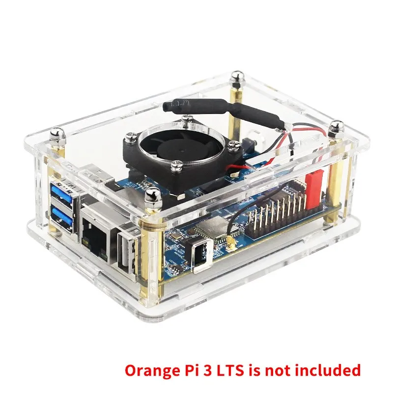 Orange Pi 3 LTS Acrylic Shell Tranparent Enclosure Optional Optional Cooling Fan