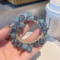 Elegant Purple Crystal Woven Hair Band | Chic High Ponytail Accessory (Blue)