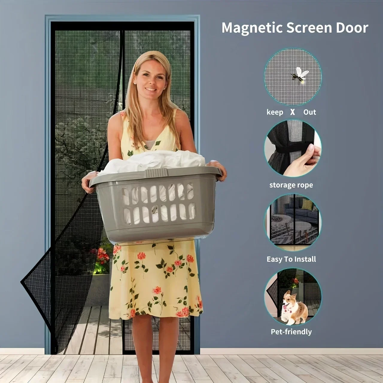 Magnetic Door Curtain 1 Set Self Sealing Mesh Partition Keeps Bugs Out Pet And Kid Friendly magnetic door screen