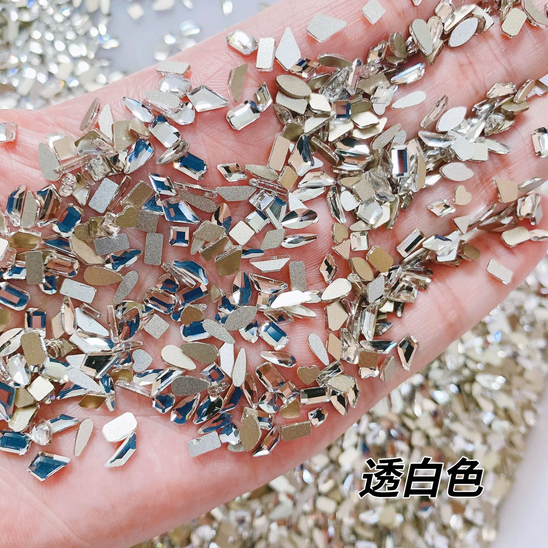 100pcs 미니 크리스탈 AB 네일 아트 라인 석 믹스 플랫 백 Rhiney 유리 네일 스톤 보석 3D 손톱 DIY 매니큐어 장식