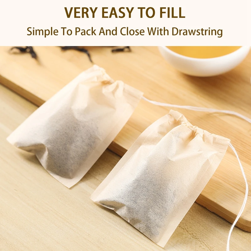 Teabags Biodegradable Paper Drawstring 100Pcs