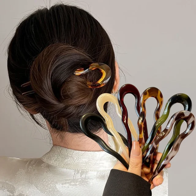 U-shaped hairpin Fashion tortoiseshell acetate