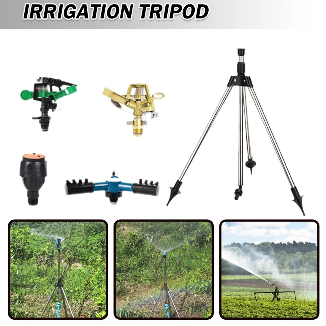 

360 Degree Rotating Irrigation Sprinklers Stainless Steel Structure Rocker Sprinkler Garden Irrigation Watering Tripod Bracket