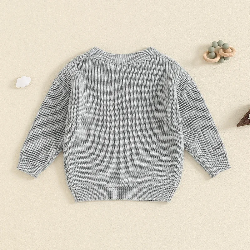Infant Baby Girl Boys 1st Birthday Outfit Sweater Cake Embroidery Knit Pullover Sweatshirt Fall Winter Clothes