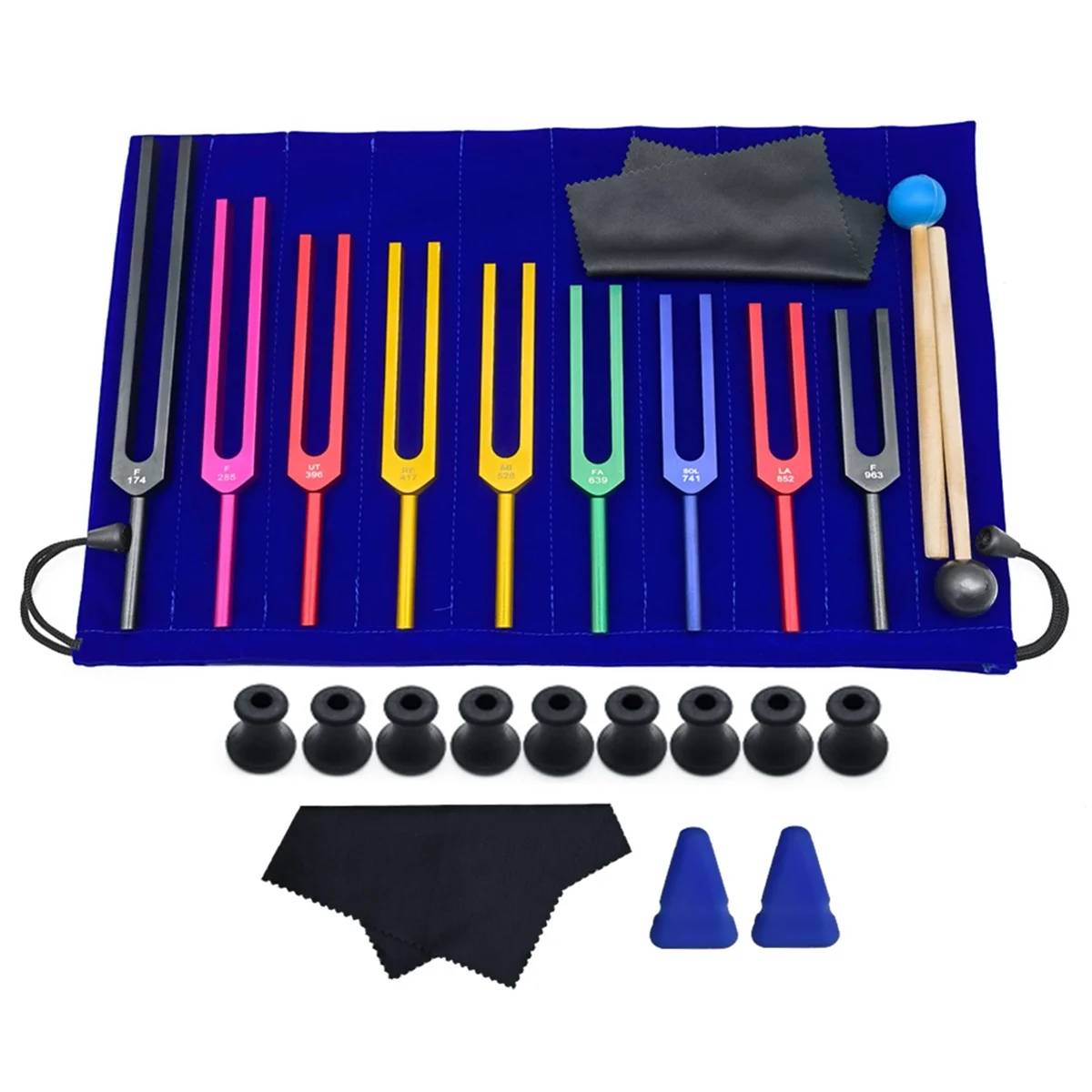 B48B-Colorful Aluminum Alloy Tuning Forks, Tuning Forks for Therapy, Voice Therapy with cleaning cloth base