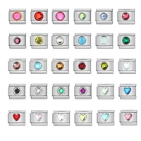 Single Colorful Round Heart Zircon Italian Charm Bracelet Stainless Steel Elastic Link Chain For Woman Party DIY Making Jewelry 1