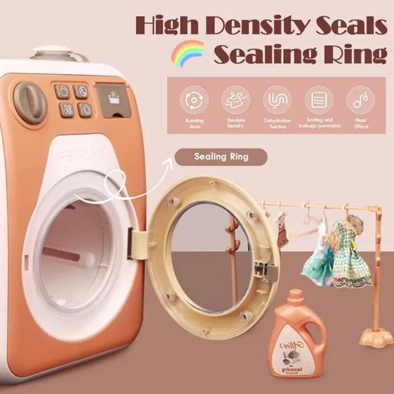 Washing Machine Toy for Kids,Play Washer and Dryer Set with Lights and Music，Pretend Play Household Toy for Kids，Mini Washing Ma