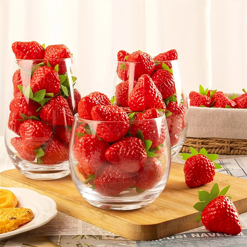 Artificial Fruits and Vegetables 10/20Pcs Artificial Strawberries Fruit Fake Fruit for Home Table Party Decor Photography Prop Holiday Decor for Day Celebration