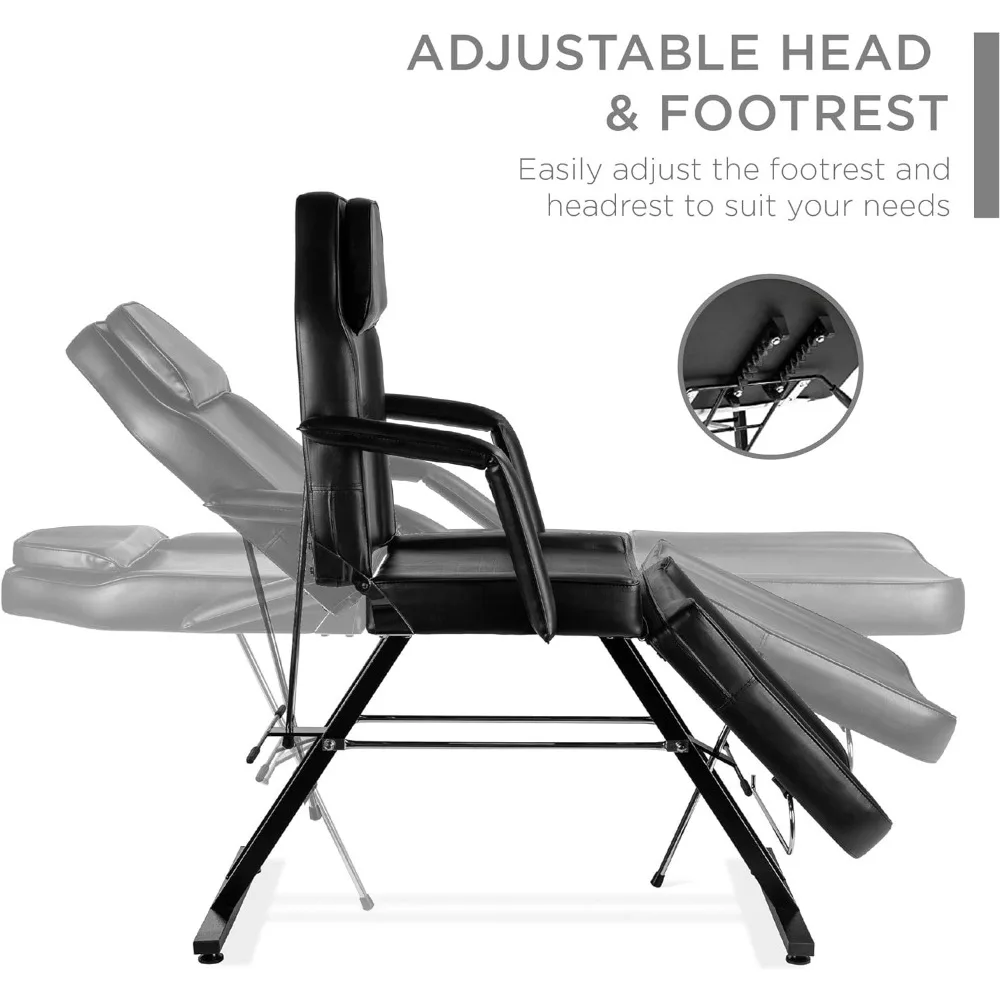 Best Choice Products 71in 3-Section Multipurpose Massage Bed, Spa & Salon Facial, Tattoo Chair w/Hydraulic Stool