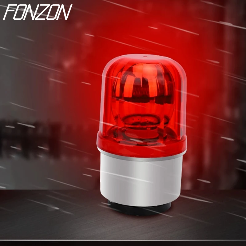 LTE-1101J Rotating Warning Light with Buzzer 12V/24V/220V Waterproof Flashing Signal Light Industrial Signal Safety Alarm