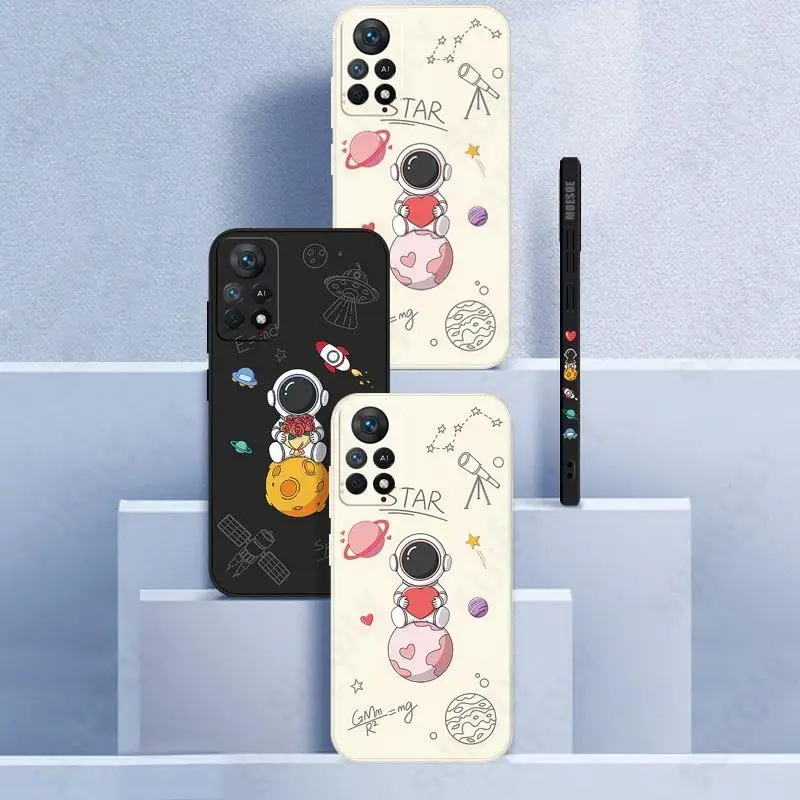 Astronaut Couple Lanyard Strap Silicone Phone Case