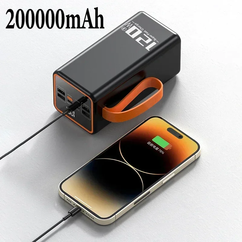 120W Xiaomi Mobile Super Fast Charging Power Bank 200000 mAh Ultra Large Capacity Camping Light Outdoor Power Bank