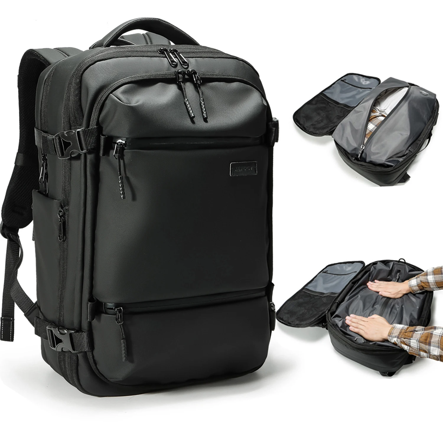 Man Travel Airback Vacuum Seal Compression Travel Backpack Laptop Expandable Vacpack Airbag Water Resistant &TSA Lock Anti Theft 1