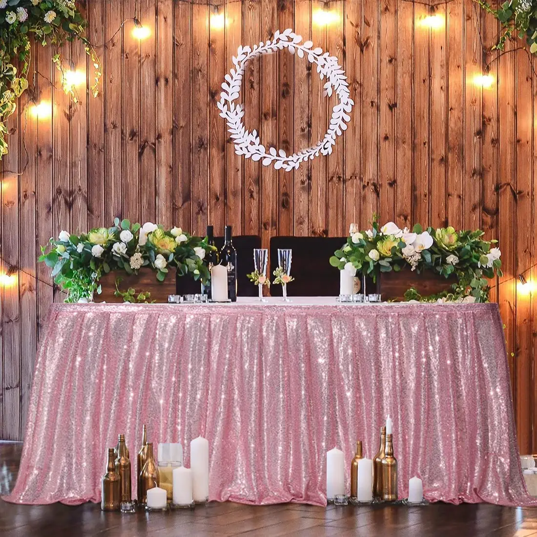 Sequin Table Skirt Pink Table Skirts Wavy Ruffle Sparkly Cover Skirt Tables Bridal Shower Birthday Party Display