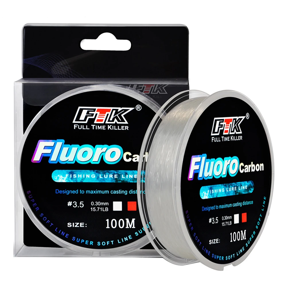 1 Roll 100m Fluorocarbon Fishing Lure Line 4.13-34.32LB Carbon