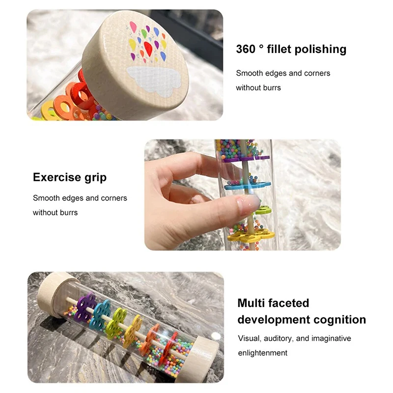 Baby Wooden Rain Sound Pipe Simulation Rain Sound Wooden Toy Gift Hourglass Fun Music Shaker Early Education Enlightenment Toy 5