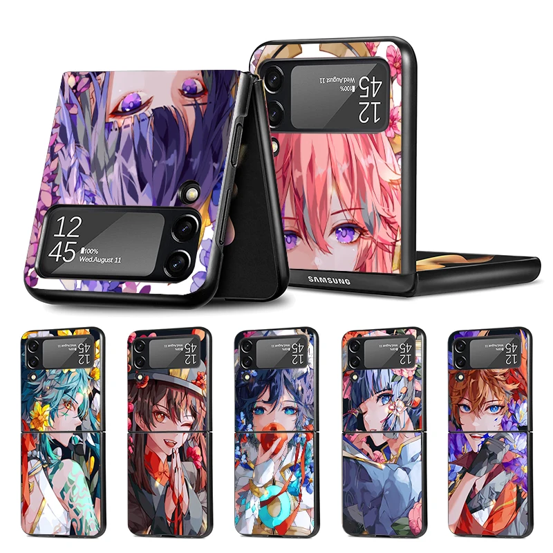 Genshin Impact Raiden Shogun Baal Z Flip 4 Z Flip 4 Phnoe Case Per Samsung Z Flip 3 5 5G Black Hard Shell Galaxy Zflip3 Zflip4