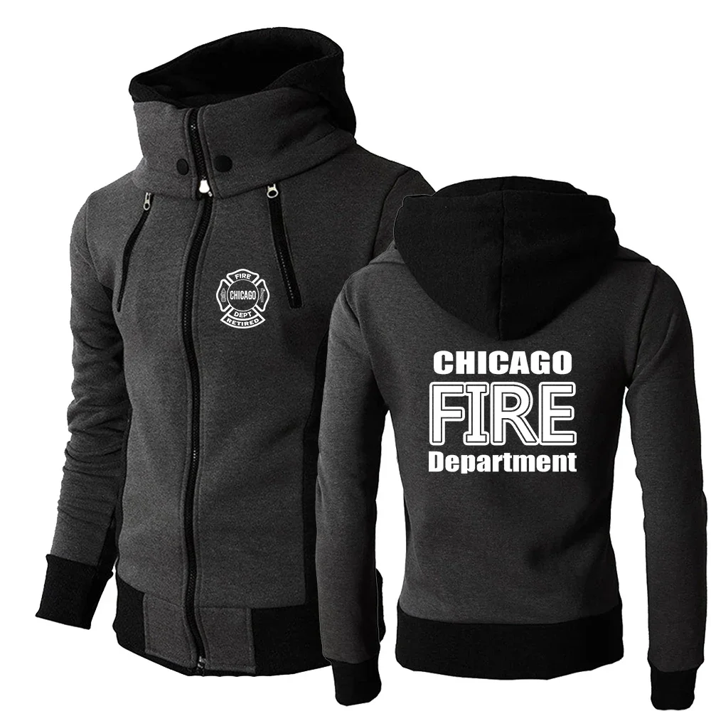 

Chicago Fire Department New Style Men Spring and Autumn High-quality Three-color Hoodie Zipper Causal Comfortable Sports Coats