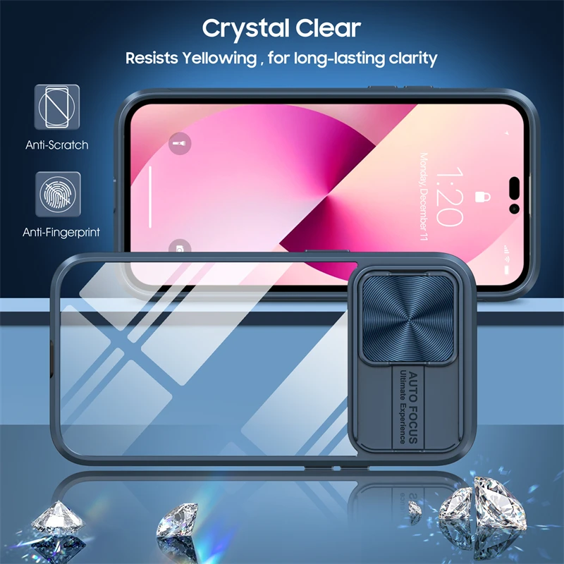 Slide Camera Protection Hybrid Acrylic Clear Shockproof Armor Case - Durable Hard Cover