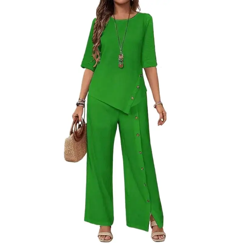 Casual Women Two Piece Pullover Shirt and Pant Suits